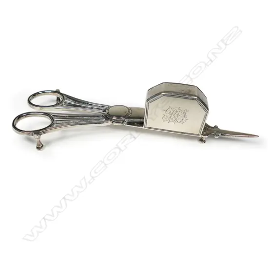 A George III silver candle snuffer,