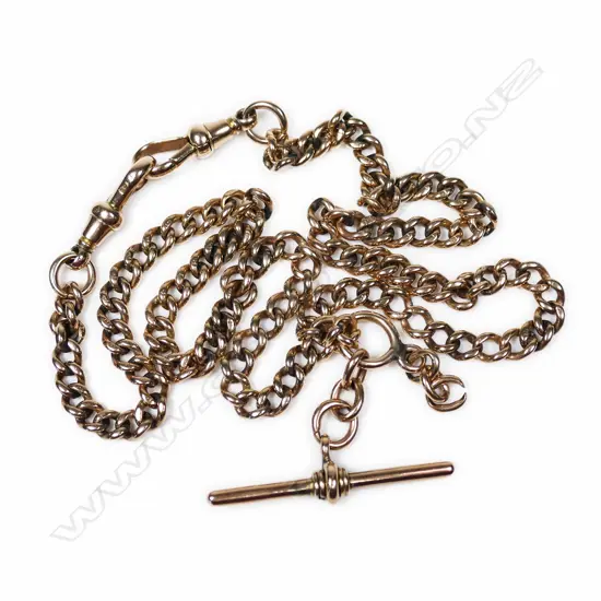 A c.1900 9ct gold rose curb link Albert chain,