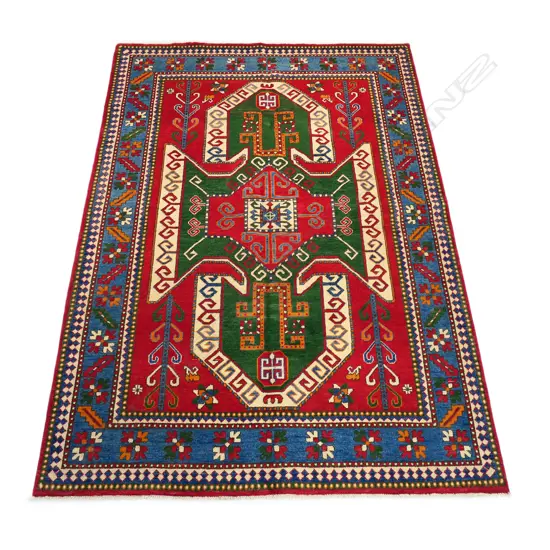A hand-knotted wool pile Turkish Kazak rug,