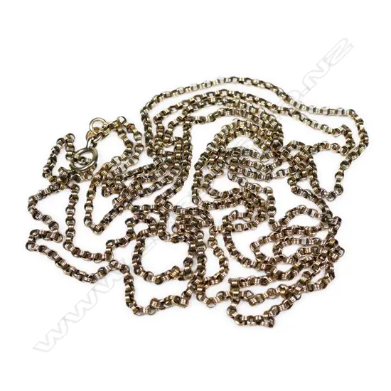 A c.1900 9ct yellow gold muff chain,