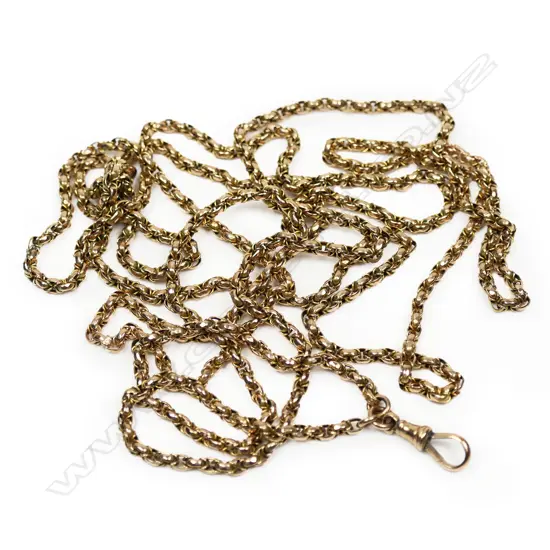 A c.1900 9ct rose gold muff chain,