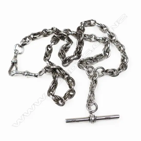 A c.1900 silver Prince of Wales link Albert chain,