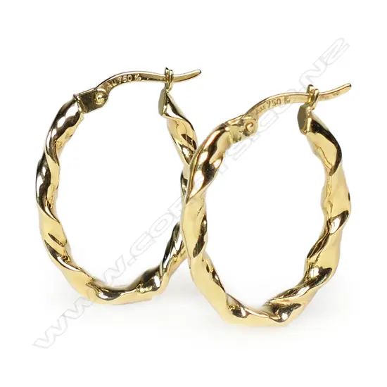 A pair of 18ct yellow gold earrings,