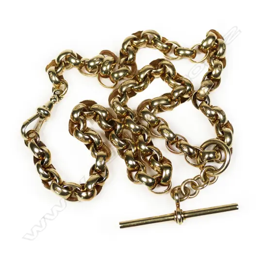 A 9ct yellow gold belcher link neck chain,