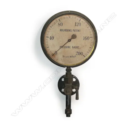 A vintage brass 'Bourdon's Gauge' pressure gauge,
