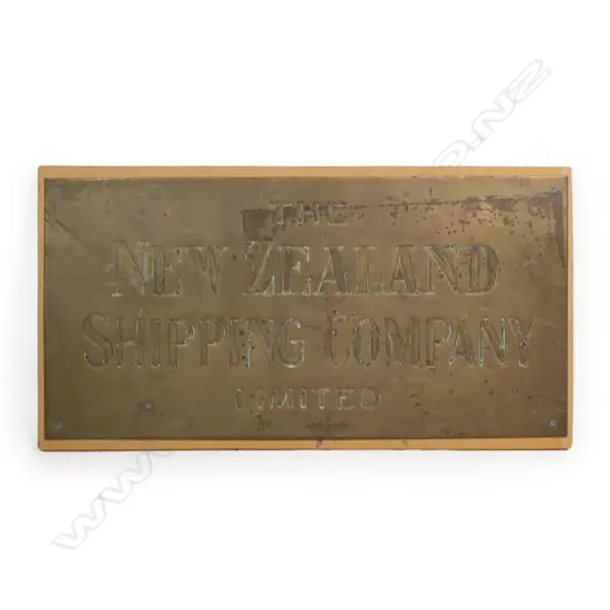 Old brass name plaque sign 'THE NEW ZEALAND SHIPPING COMPANY LIMITED',
