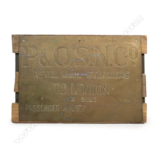 Old shipping company brass name plaque sign,