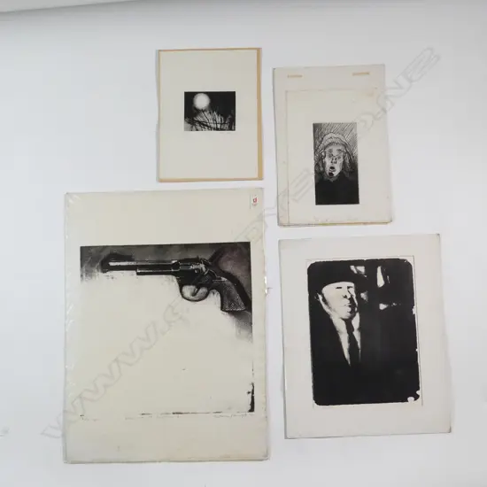 Four monochrome etchings