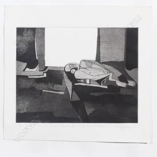 Roy Dalgarno 'Indian suite XIV - Sleeper at Dawn' etching