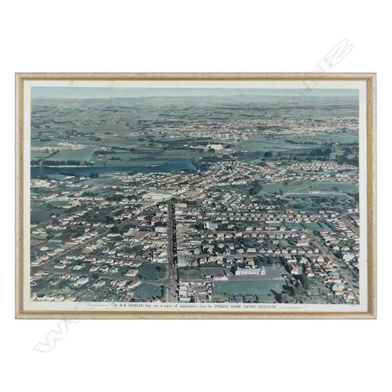 Whites Aviation - hand coloured aerial photograph of Otahuhu