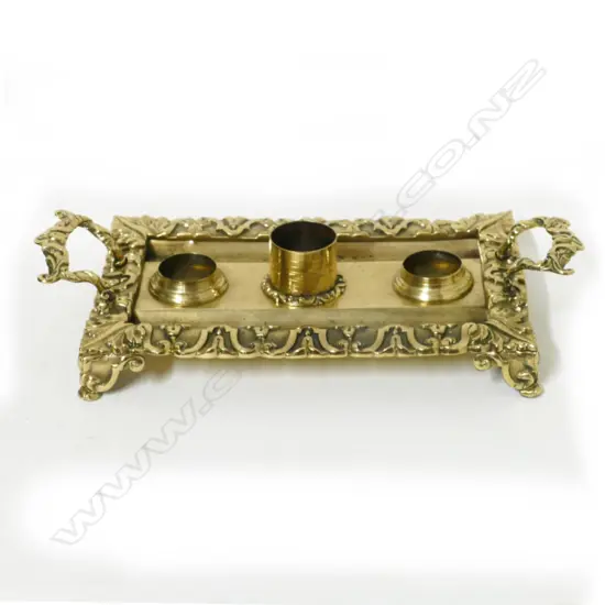 A 19thC brass standish