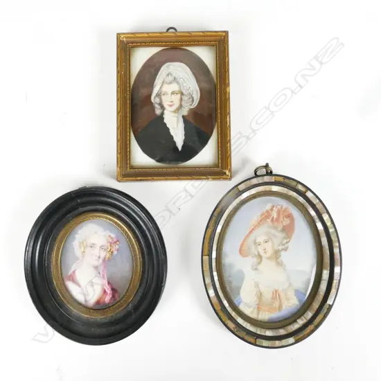 Three hand painted portrait miniatures