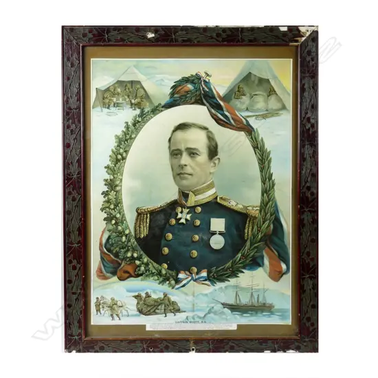 A coloured portrait print 'Capt. Robert Falcon Scott R.N.’