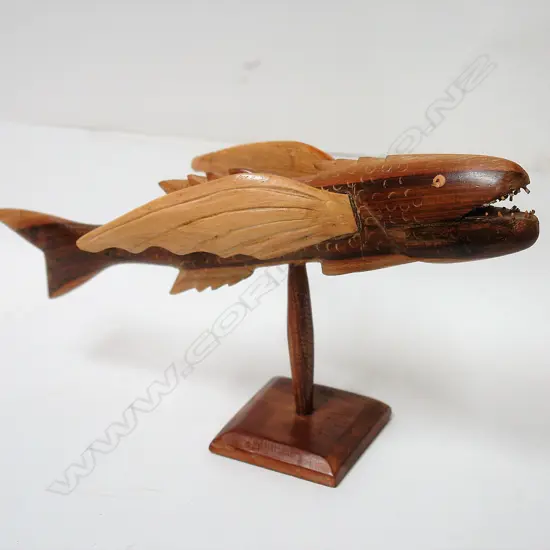 A Pitcairn Island carved wood folk art flying fish
