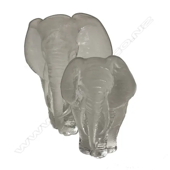 Two Mats Jonansson crystal elephants
