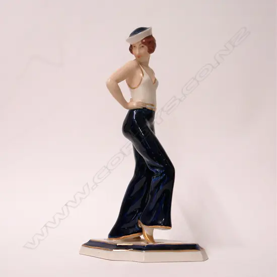A Royal Dux Art Deco model of a sailor girl