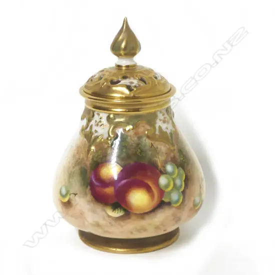 A Royal Worcester Hadley lidded potpourri jar