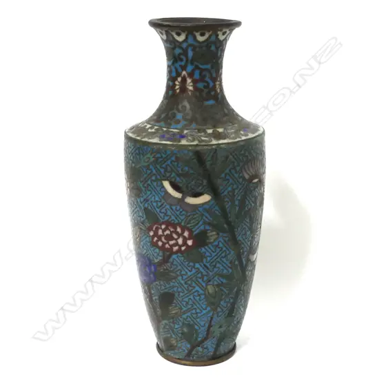 A small old Chinese cloisonné baluster vase