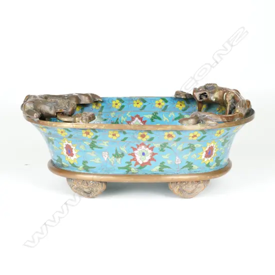 An unusual Chinese cloisonné oval dish