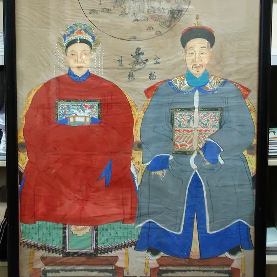 A Chinese hand painted ancestor painting