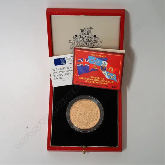 A 1993 N.Z. '40th Anniversary of the Coronation' $5 gold proof coin