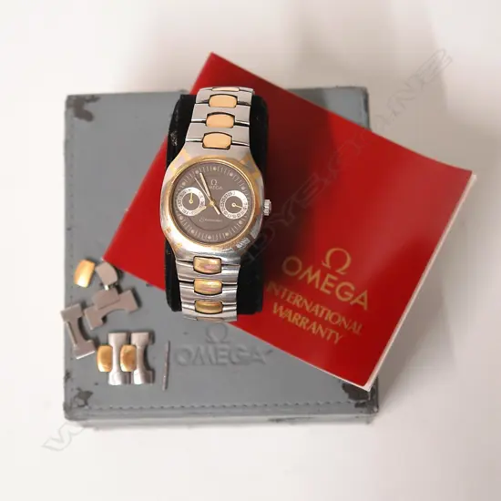 A 1980s vintage Omega Seamaster Polaris steel and gold chrono gent's wristwatch