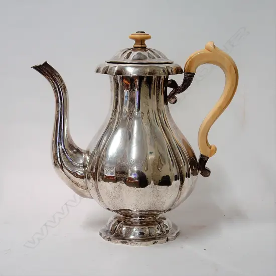 A 19thC Austrian silver coffee pot