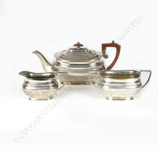 A three-piece silver tea-set