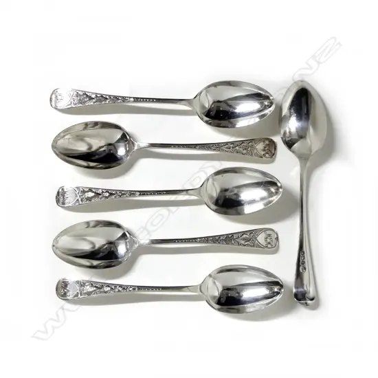 Six silver teaspoons
