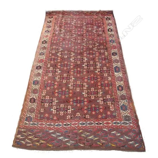 An antique Turkoman Yomud tribal carpet
