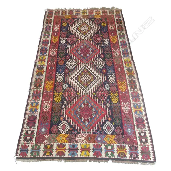 A fine old Caucasian Shirvan kilim wide runner