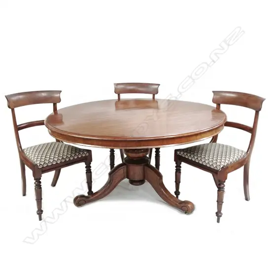 A Victorian circular mahogany tilt-top dining table