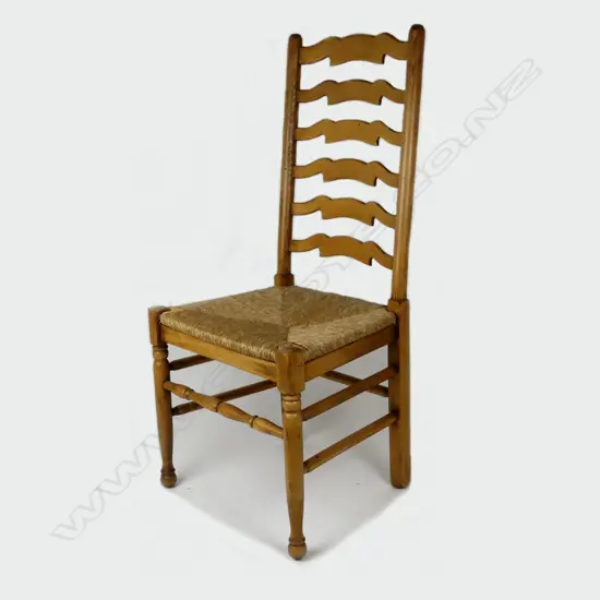 Eight pine ladderback chairs