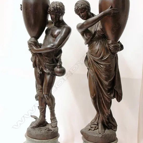 A pair of 19thC figured bronzes