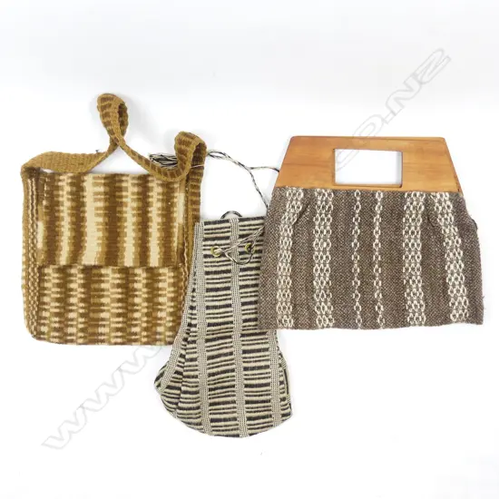 Three Jean Ngan woven wool bags