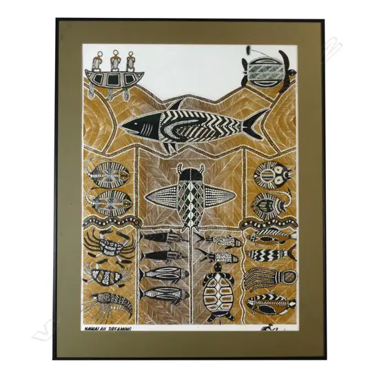 Modern framed aboriginal textile