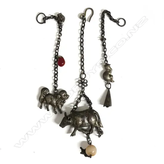 Three Tibetan silver animal charms