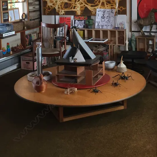 A large circular low table made by Guy Ngan