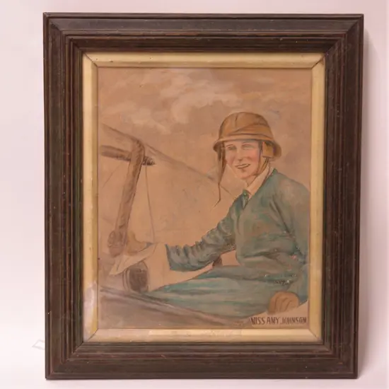 A rare c.1930s watercolour of 'Miss Amy Johnson'