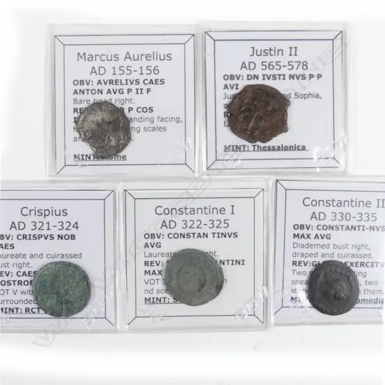 Five Roman Empire and Byzantine coins
