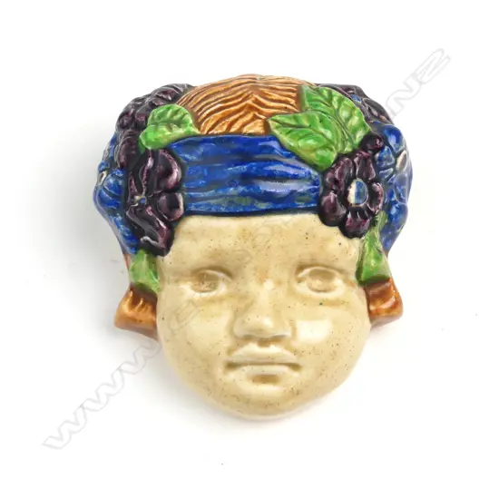 A rare 1930s Ashtead Studio Pottery mask by Phoebe Stabler