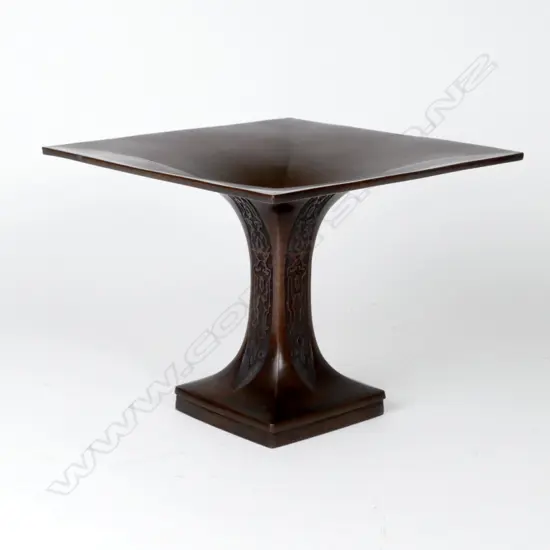 An old Japanese bronze vase of accentuated flared form