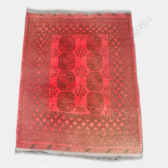 A hand knotted Turkoman rug