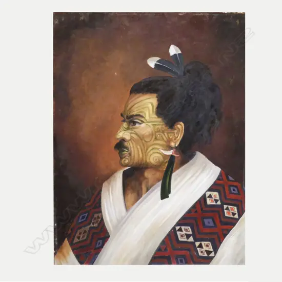 Portrait oil on board of Te Hau Takiri Wharepapa