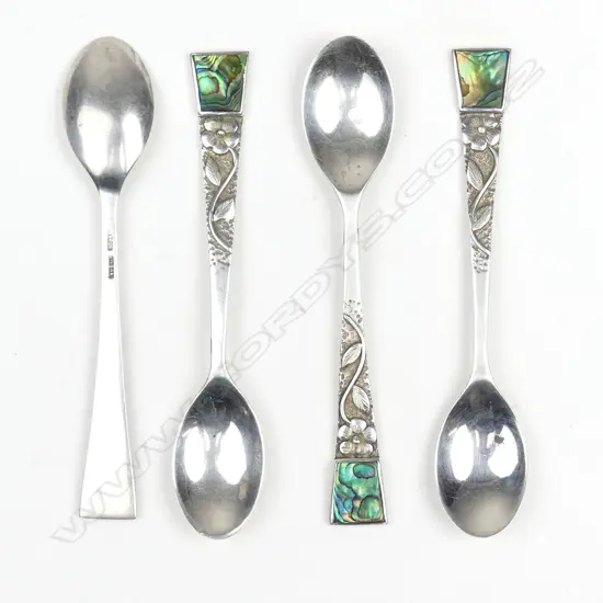 A set of four small NZ late 1930s sterling silver coffee spoons by A Stoneham & Co