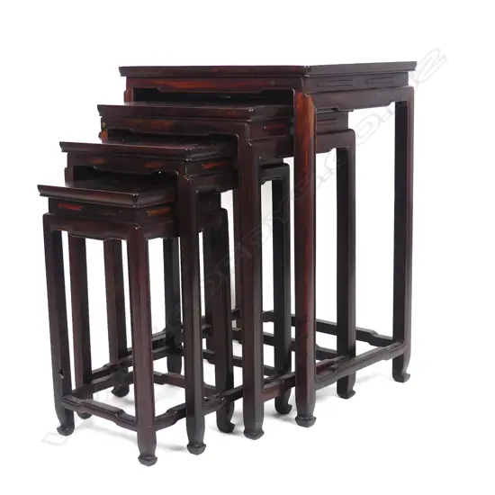 A set of four Chinese quality rosewood nesting tables