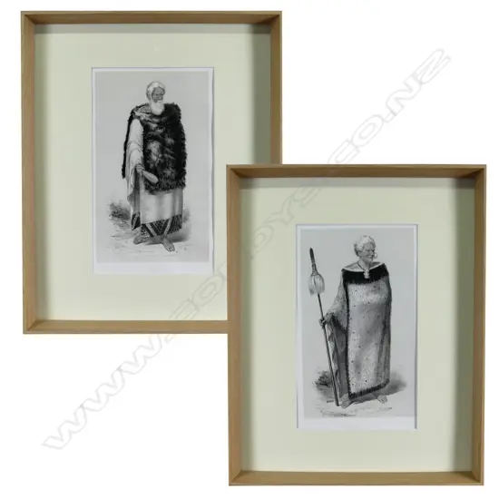 A pair of portraits of Maori chiefs from C.D. Barraud's 'Graphic & Descriptive'