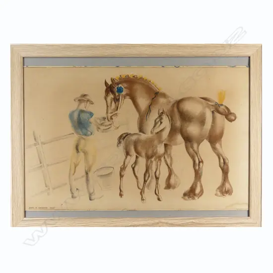 John Skeaping 'Mare and Foal' lithograph from the 'School Print' series