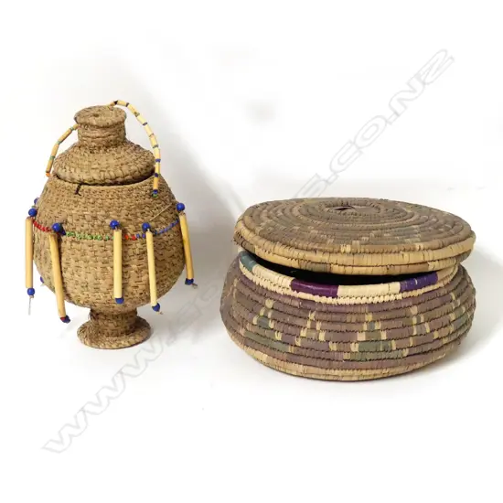 An African woven grass container
