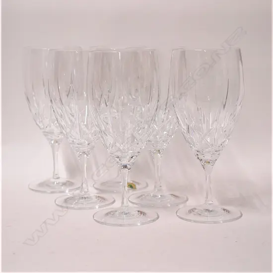 A set of six Waterford crystal large red wine glasses